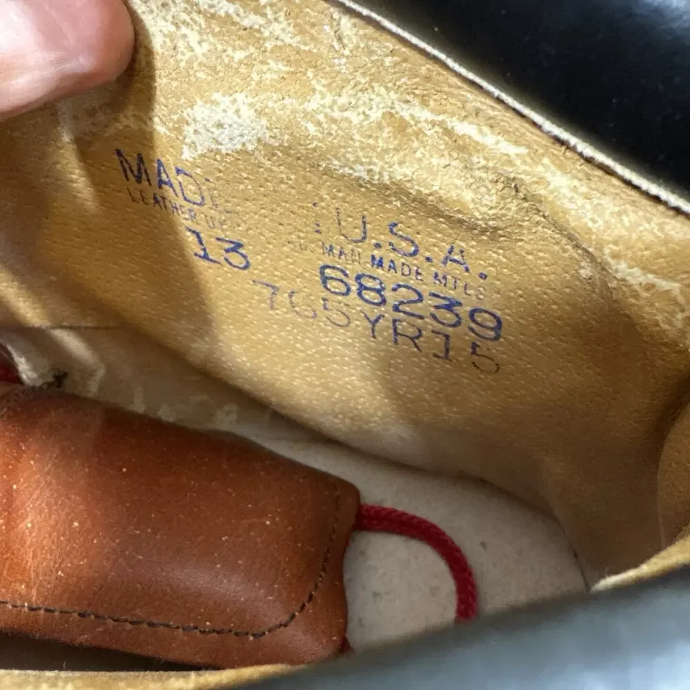 Vintage Steel Toe Leather Work Boots Vibram Bottoms Heritage Sz 13 USA Made